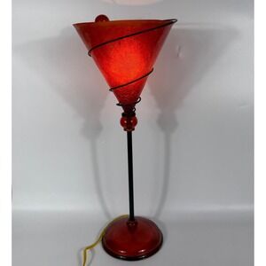Vtg Berman Martini Glass Lamp Red Fiberglass Acrylic MCM Postmodern Table Light